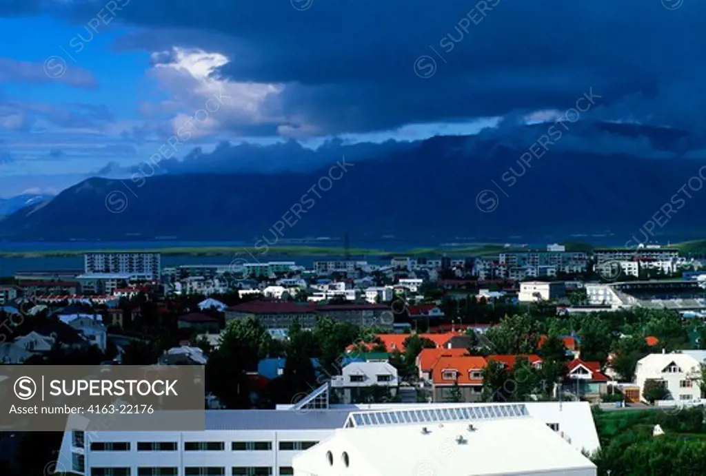 Iceland, Reykjavik, Overview Of Outskirts Of City