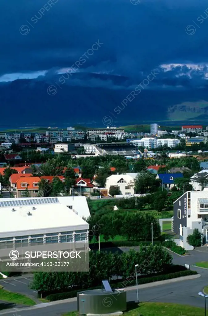 Iceland, Reykjavik, Overview Of Outskirts Of City
