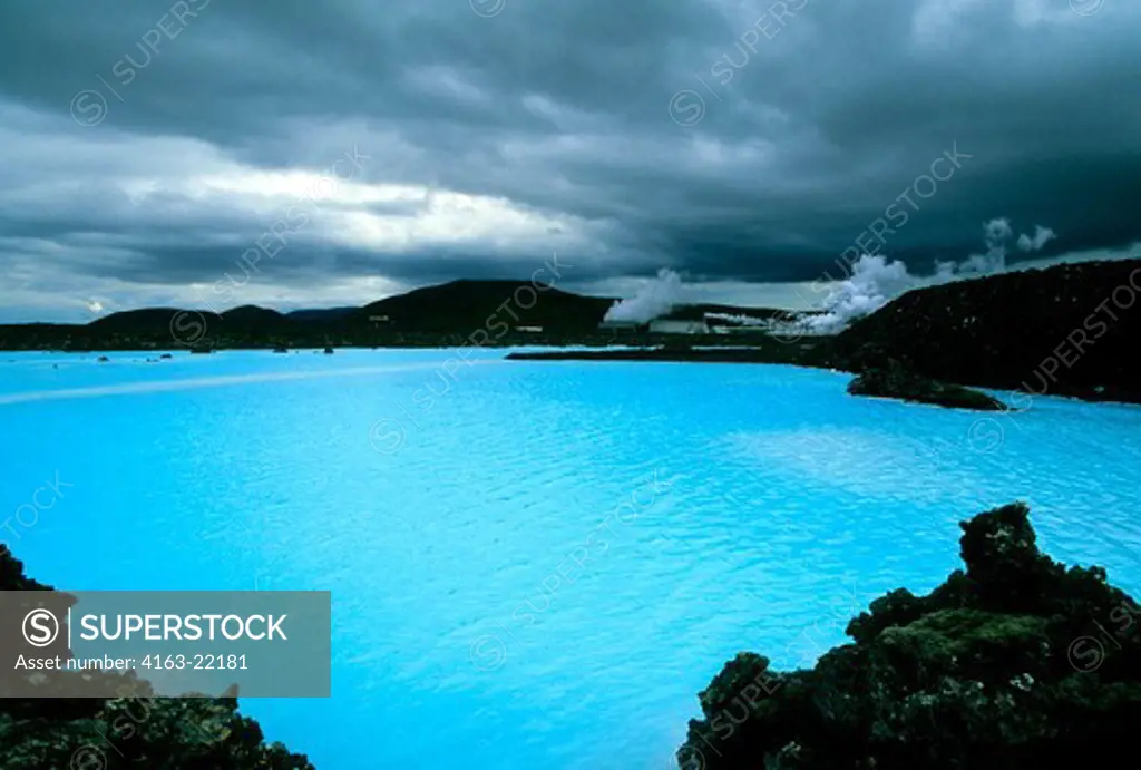 Iceland,Near Reykjavik, Blue Lagoon Thermal Area, View Of Power Station