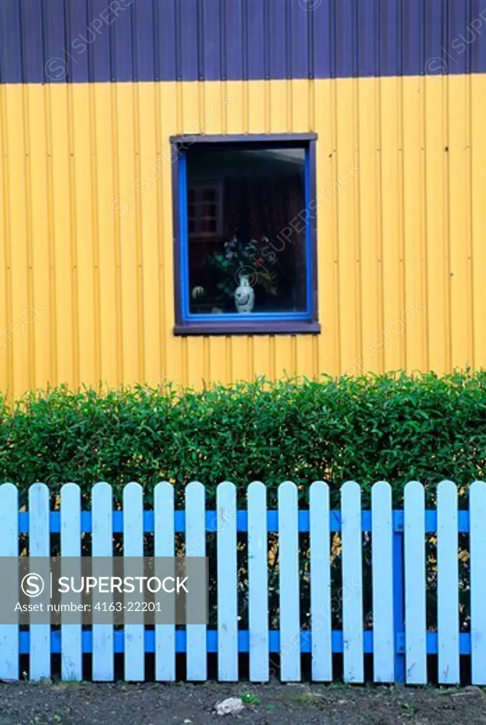 Iceland, South Coast, Eyrarbakki Village, House With Fence