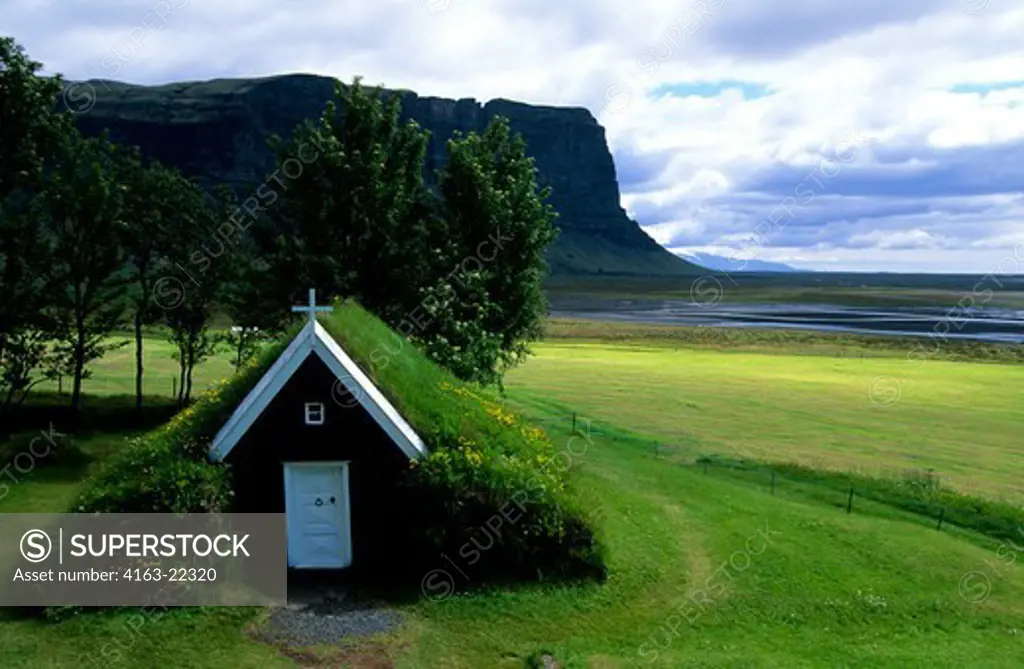 Iceland, South Coast, 17Th Century Farmstead At Nupsstadur, Sod Chapel