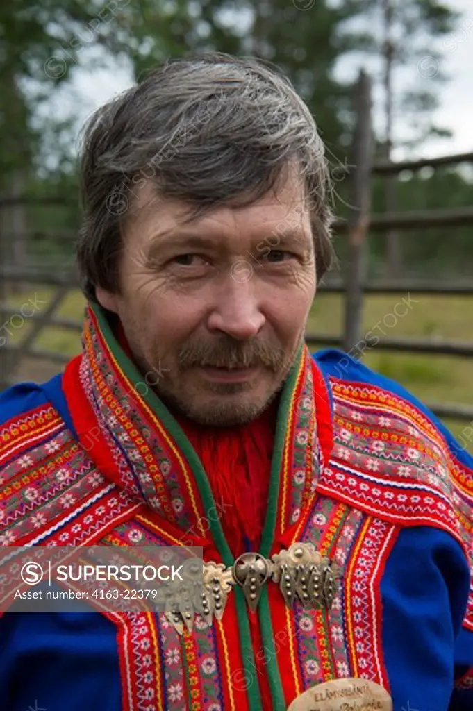 Portrait Of Sami Man In Traditional Clothing Near Ivalo, A Village In Inari, Lapland, In Northern Finland