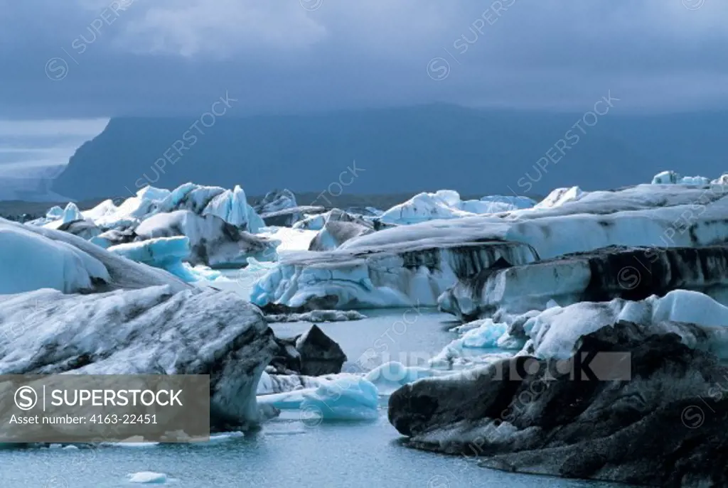 Iceland, South Coast, Vatnajokull, Glacier Lagoon With Icebergs