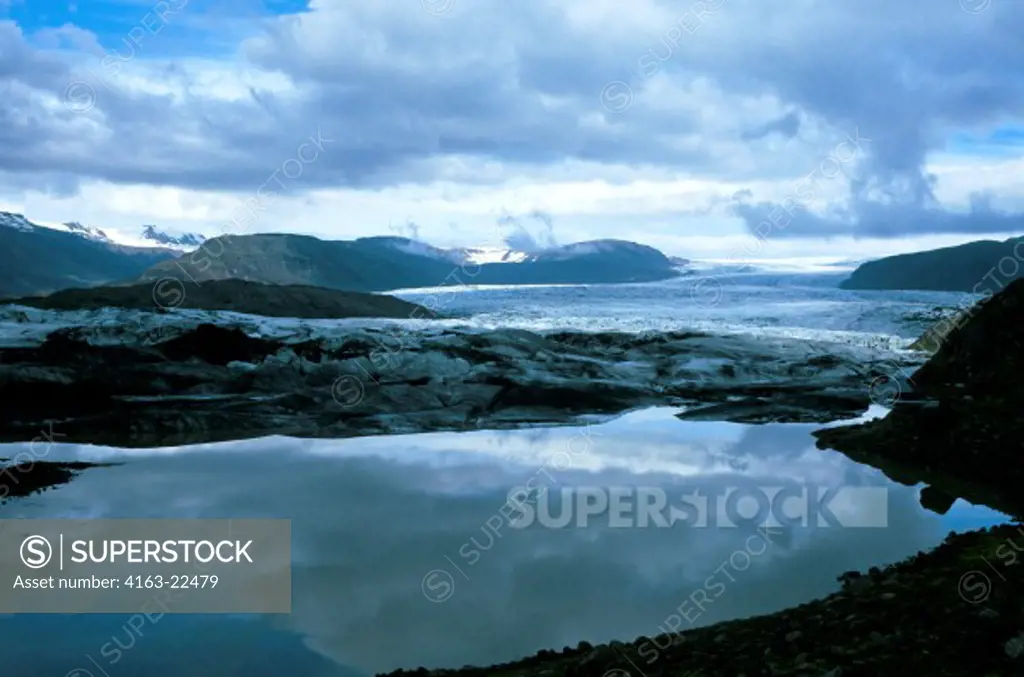 Iceland, South Coast, Near Hofn, Vatnajokull Glacier, Lagoon