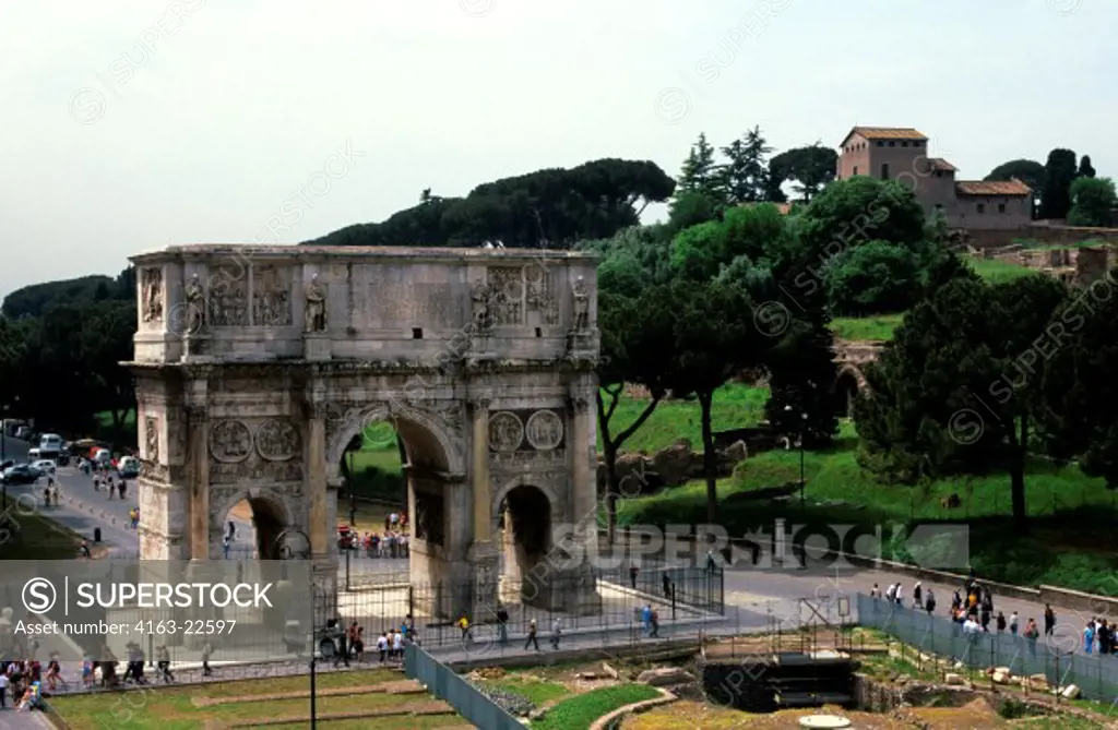 Italy, Rome, Colosseum, View Of Arch Of Constantine