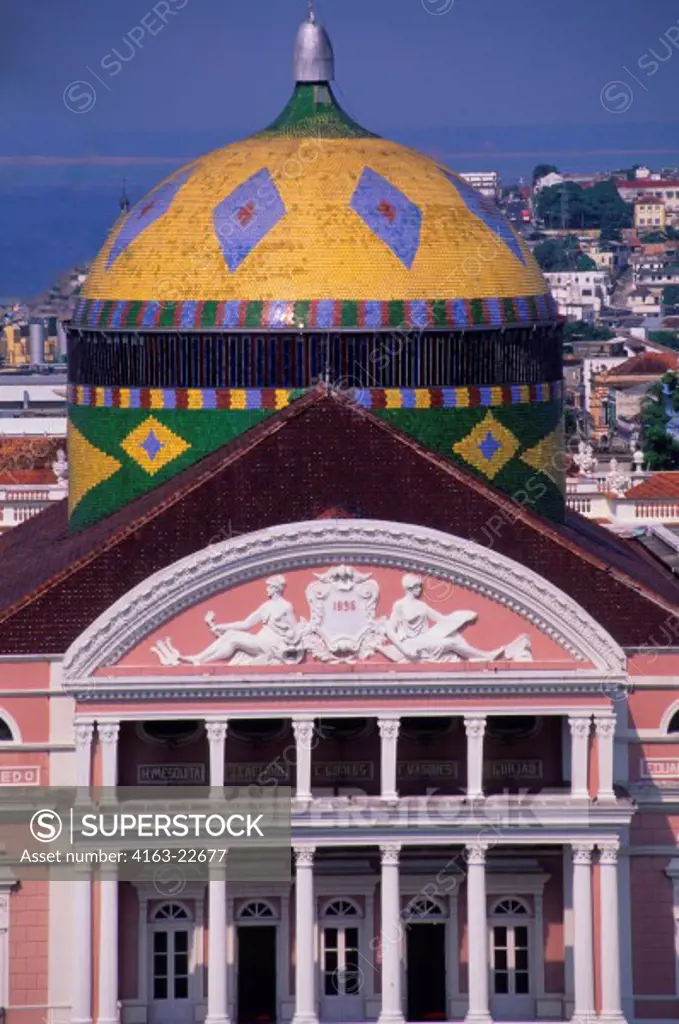 Brazil, Amazon, Manaus, Bird'S Eye View Of Opera House, Detail