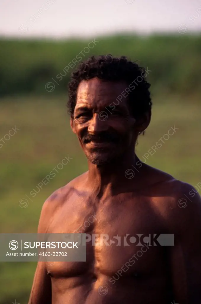 Brazil, Amazon River, Rio Balaio, Portrait Of Local Man (Cabocolo)