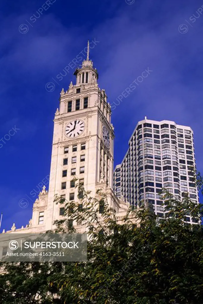 USA, ILLINOIS, CHICAGO, DOWNTOWN, MICHIGAN AVENUE, MIRACLE MILE, WRIGLEY BUILDING