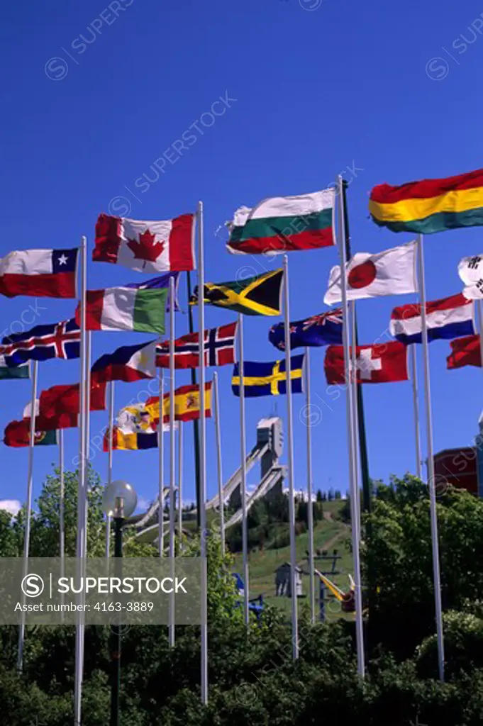 CANADA, ALBERTA, CALGARY, CANADA OLYMPIC PARK, INTERNATIONAL FLAGS