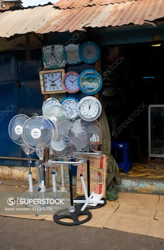 WEST AFRICA, TOGO, LOME, STREET SCENE, FANS AND CLOCKS FOR SALE