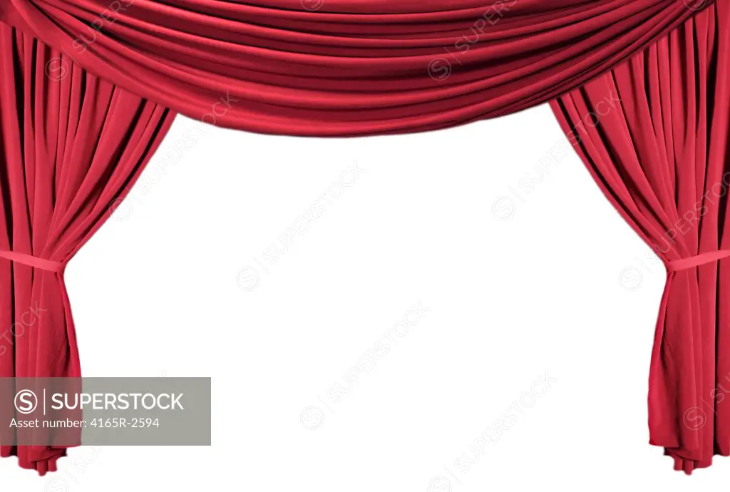 Isolated Red Draped Theater Curtains Series 