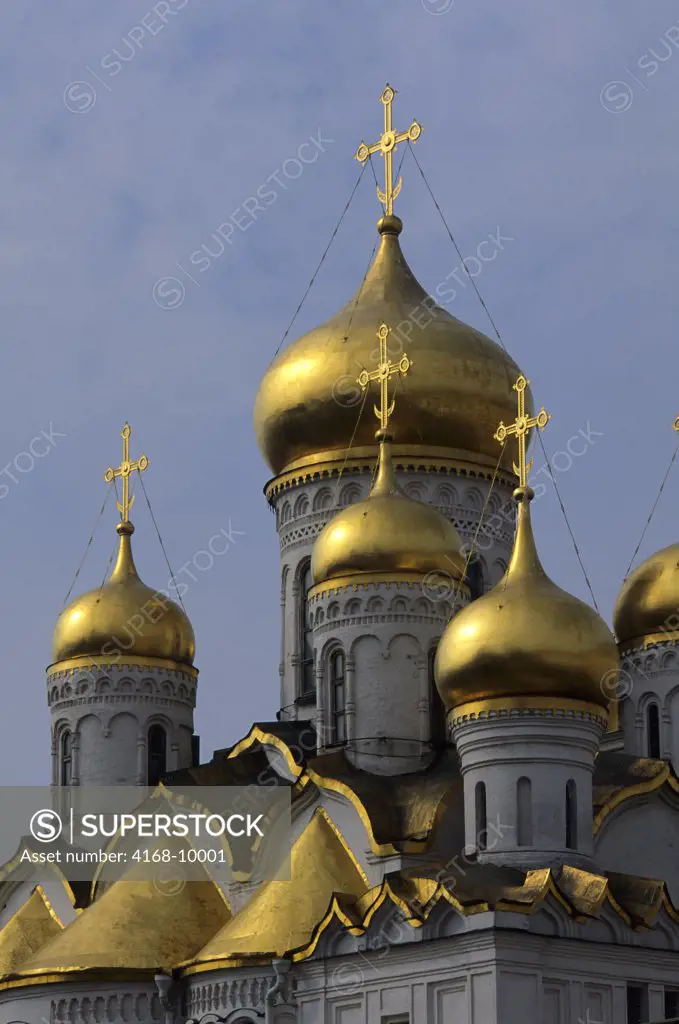 Russia, Moscow, Kremlin, Cathedral Square, Annunciation Cathedral, Gilded Onion Domes