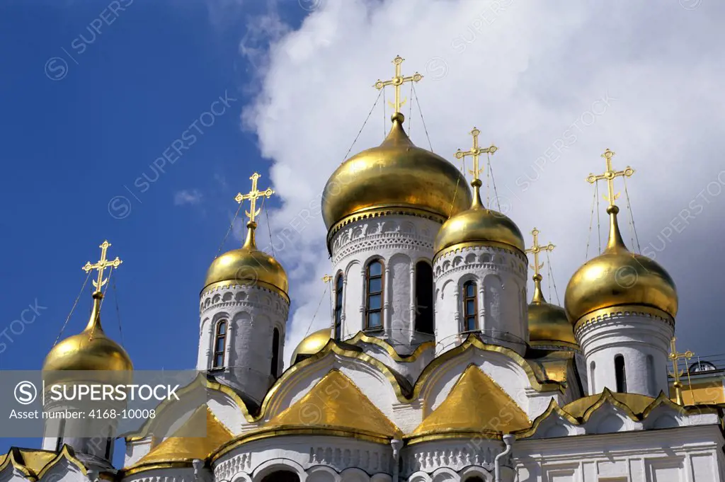 Russia, Moscow, Inside Kremlin, Cathedral Of The Annunciation, Golden Domes