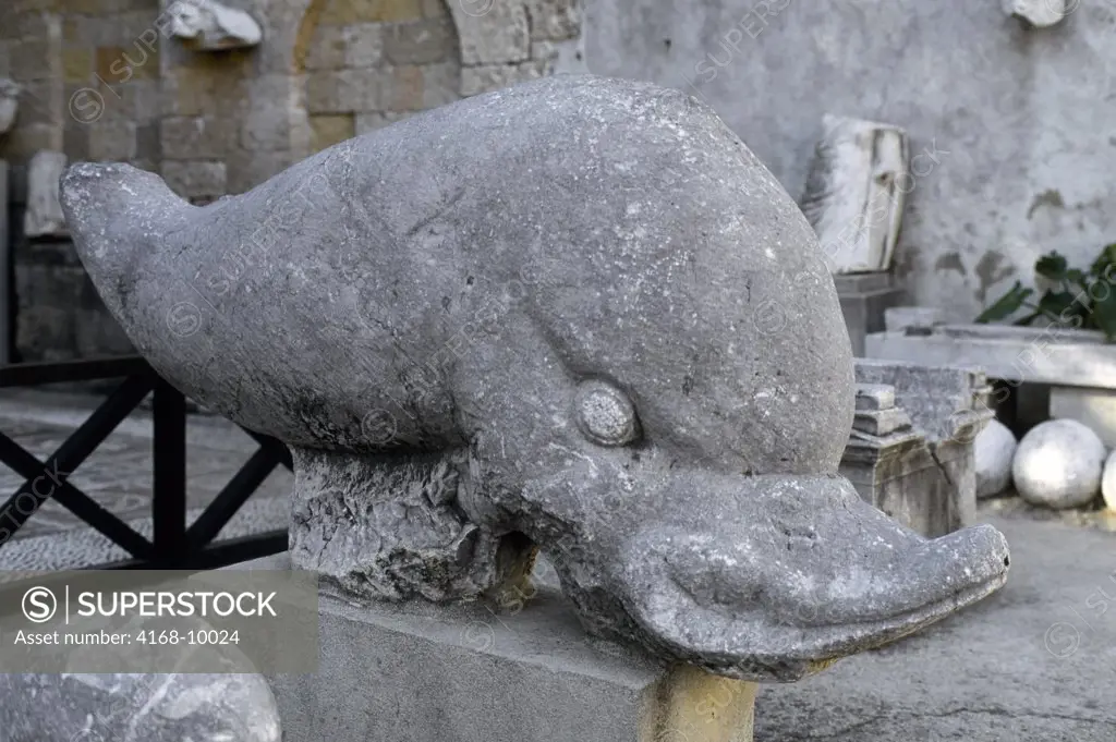 Greece, Rhodes, Hospital Of The Knights, Dolphin Statue