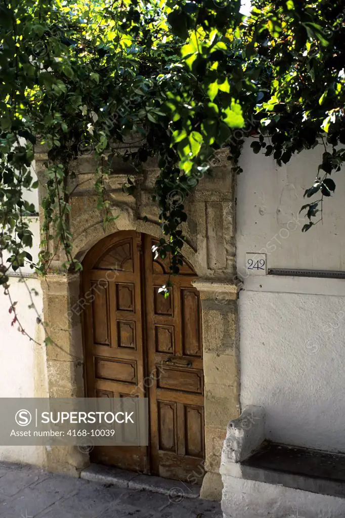 Greece, Rhodes, Lindos, Street Scene, Door