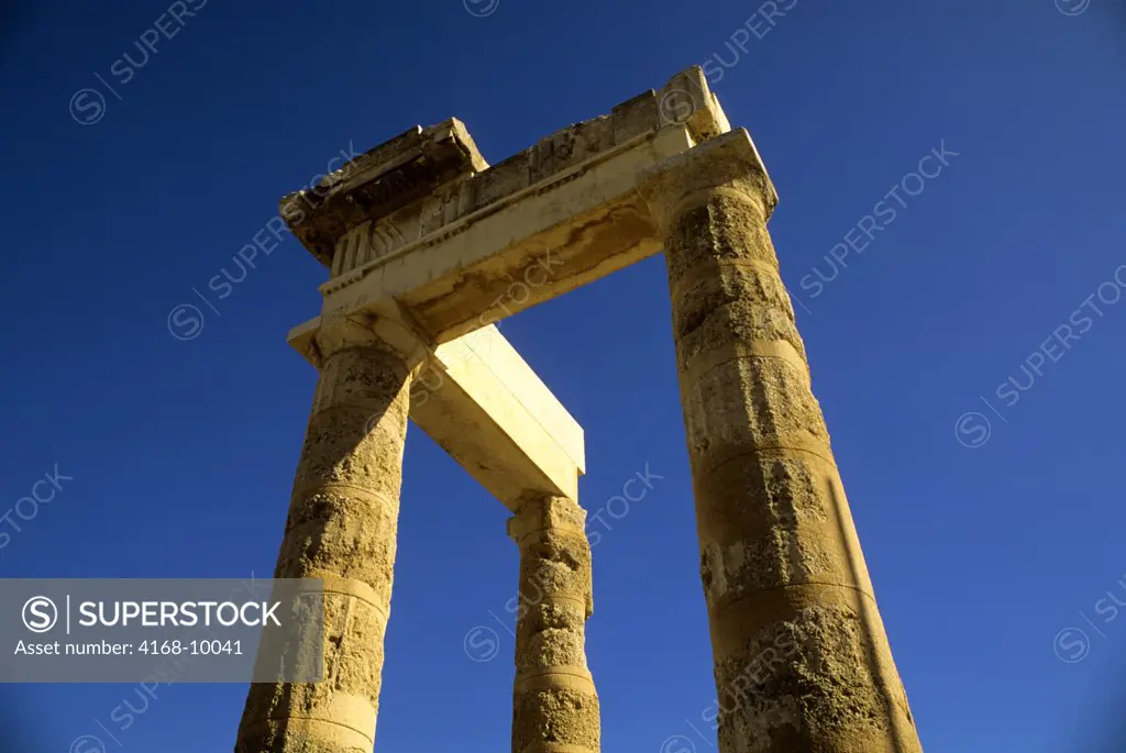 Greece, Rhodes, Lindos, Acropolis, Eastern Part Of The Doric Stoa