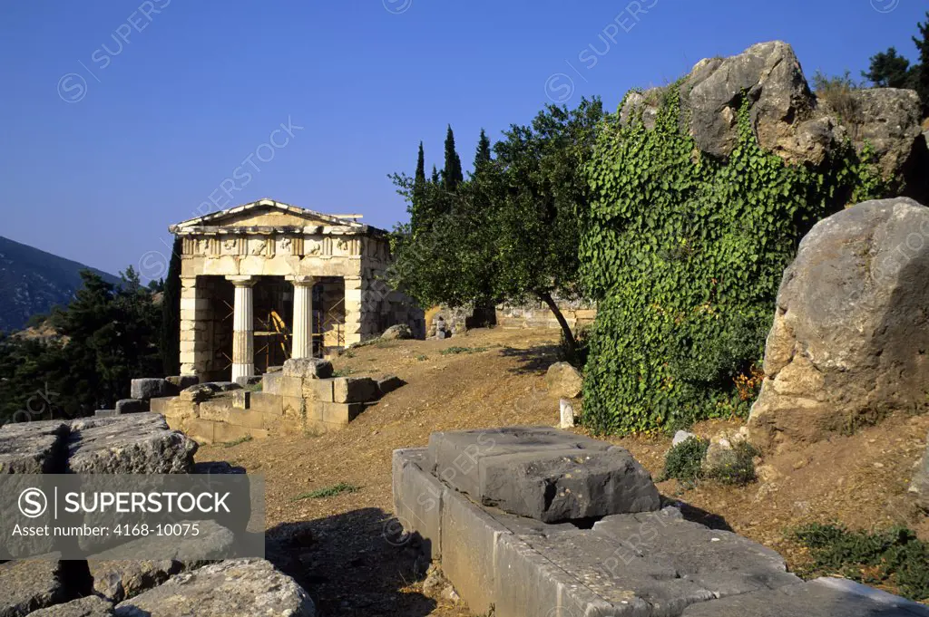 Greece, Delphi, Sanctuary Of Apollo, Treasury Of The Athenians