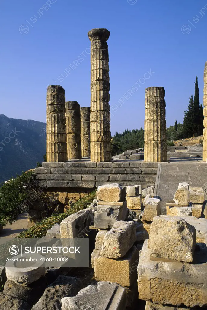 Greece, Delphi, Sanctuary Of Apollo, Temple Of Apollo