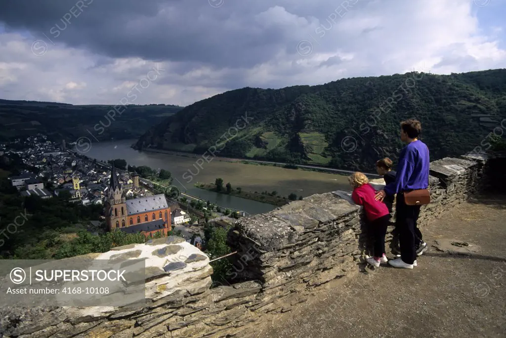 Germany, Rhine River, View From Schoenburg Fortress Of Oberwesel,Mother W/Children(M.R.)