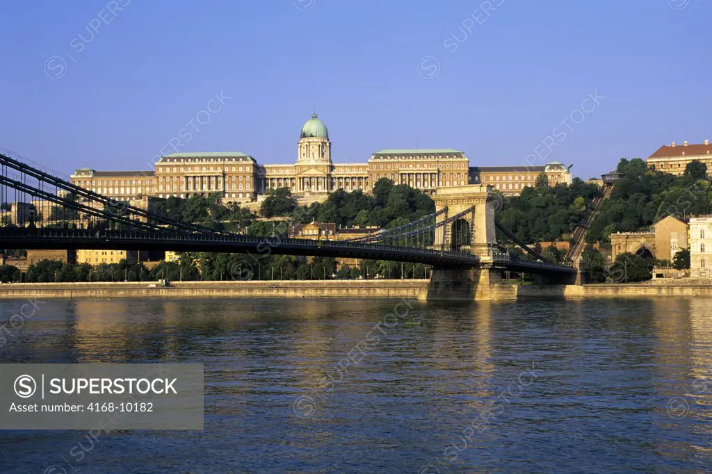 Hungary, Budapest, Danube River, View Of The Palace Of Buda
