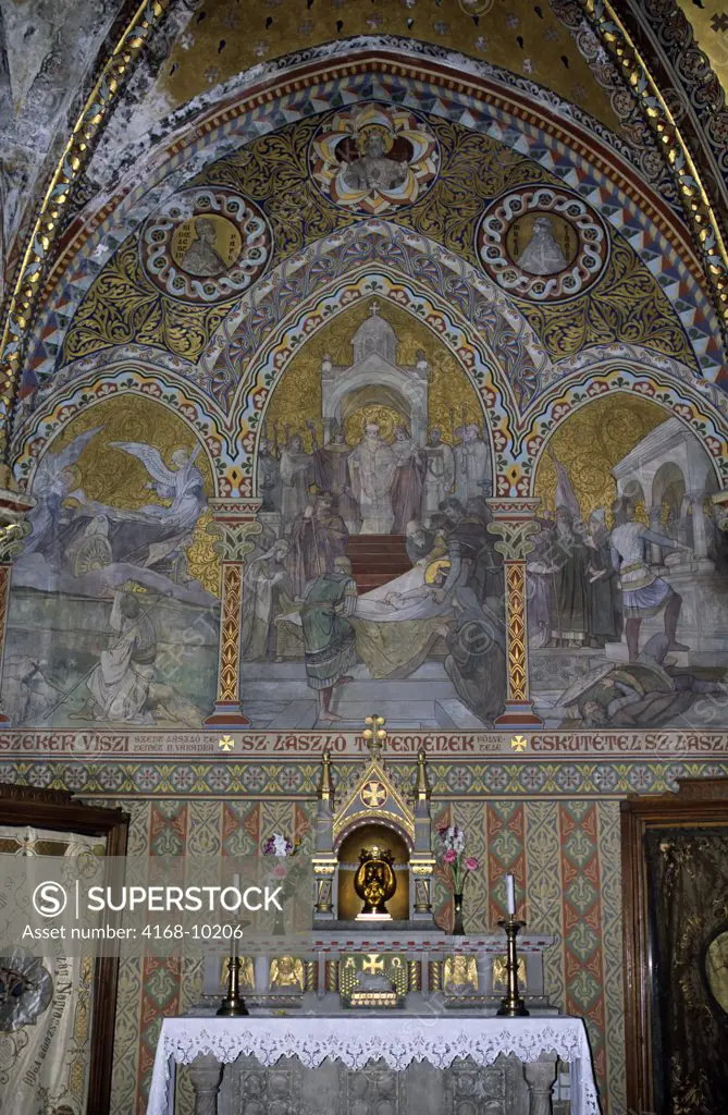Hungary, Budapest, Buda, (Hilly Side Of City), St. Matthias Church, Interior, Wall Murals