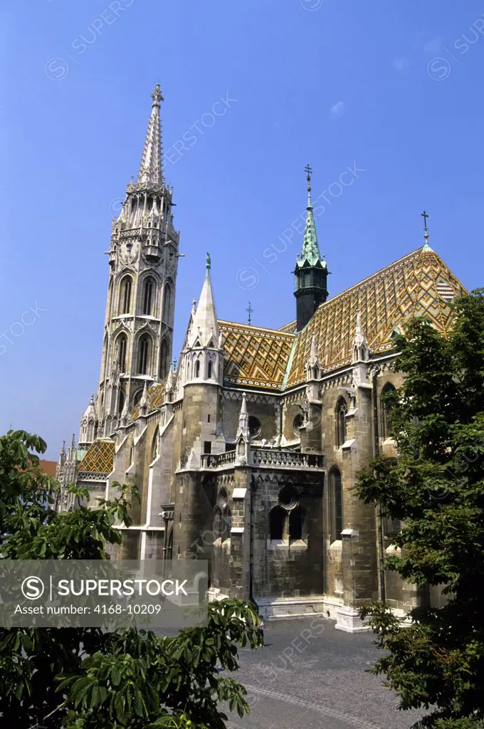 Hungary, Budapest, Buda, (Hilly Side), View Of St. Matthias Church From Fishermen'S Bastion