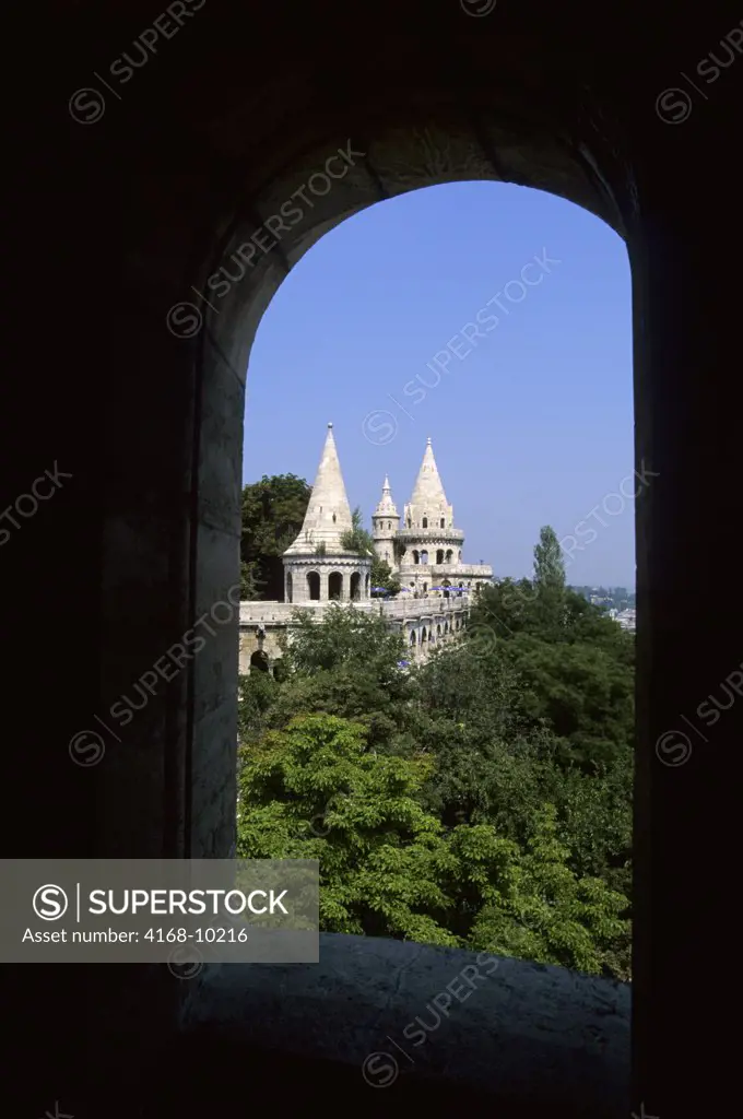 Hungary, Budapest, Buda, (Hilly Side Of City), Fishermen'S Bastion, View Through Window