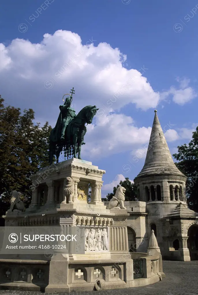 Hungary, Budapest, Buda, (Hilly Side Of City), Fishermen'S Bastion With St. Stephen'S Statue