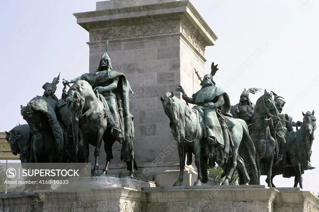 Hungary, Budapest, Pest, (Flat Side Of City), Hero'S Square, Statues