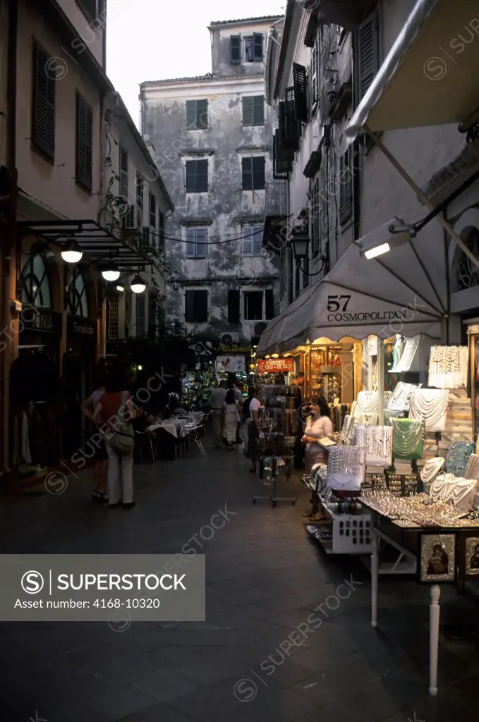 Greece, Corfu, Corfu Town, Street Scene, Souvenir Shops