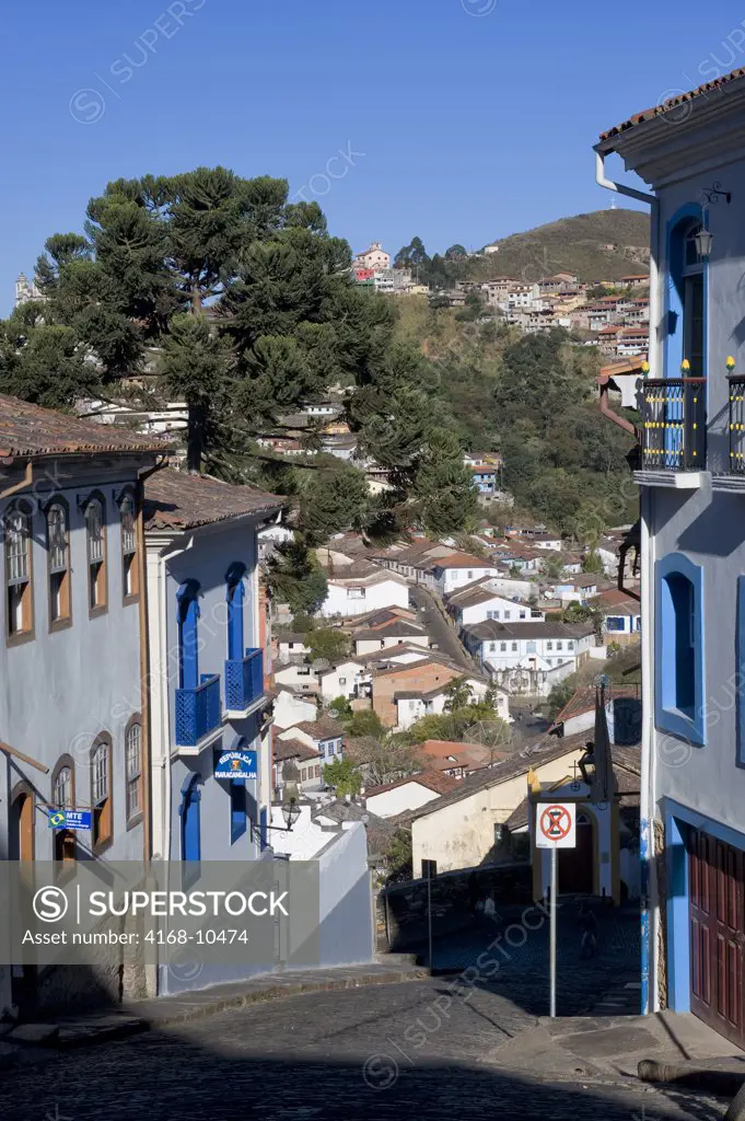 Brazil, Minas Gerais, Colonial Town Of Ouro Preto (Unesco World Heritage Site), Street Scene