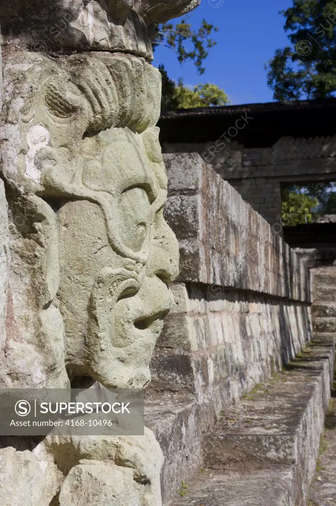 Honduras, Copan Ruins, Mayan Archaelogical Site, East Court (Patio De Los Jaguares), Carved Head