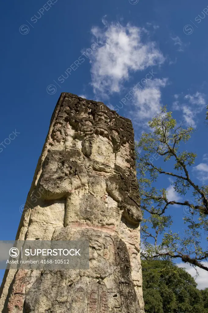 Honduras, Copan Ruins, Mayan Archaelogical Site, Great Plaza, Ballcourt, Stela