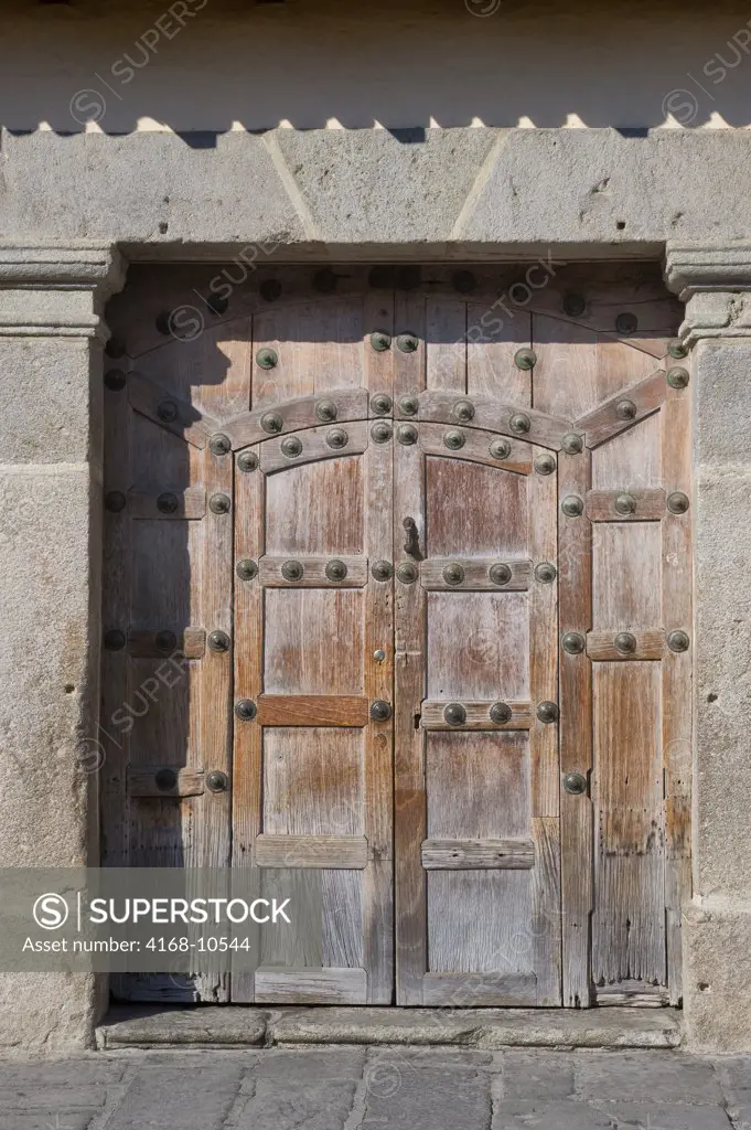 Guatemala, Highlands, Antigua, Old Door Of Colonial House