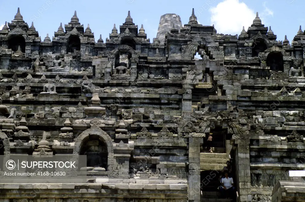 Indonesia, Java, Ancient Borobudur Buddhist Temple Built Between 778--850 A.D.