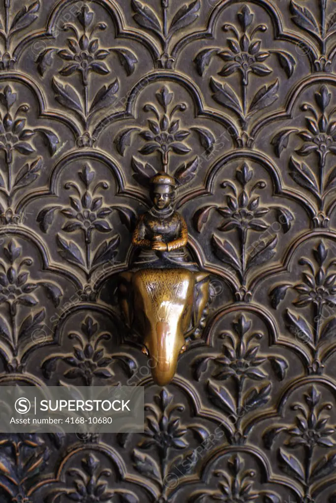 India, Delhi, Red Fort, Door, Detail, Elephant, Brass
