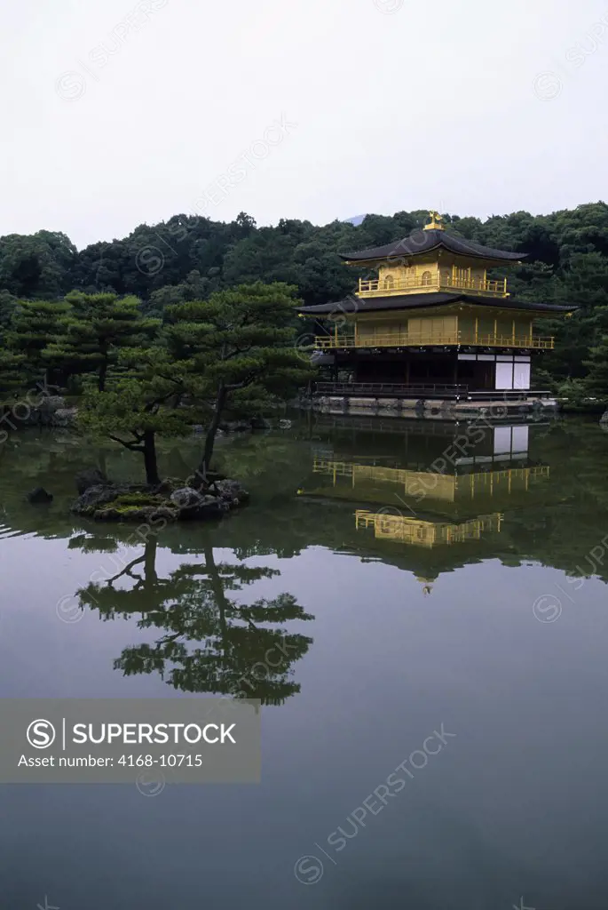 Japan, Kyoto, Kinkakuji Temple, Golden Pavilion, Reflecting In Pond