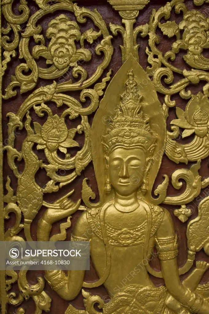 Laos, Luang Prabang, Vat Aham, Golden Door, Detail