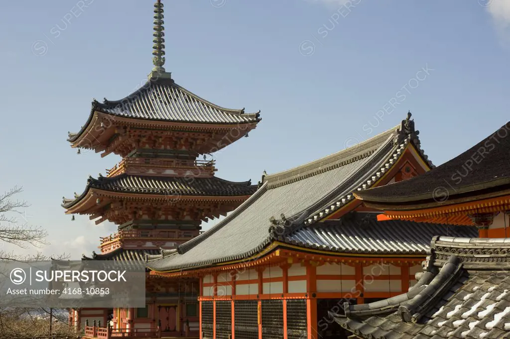 Japan, Kyoto, Kiyomizu Temple In Winter, Pagoda