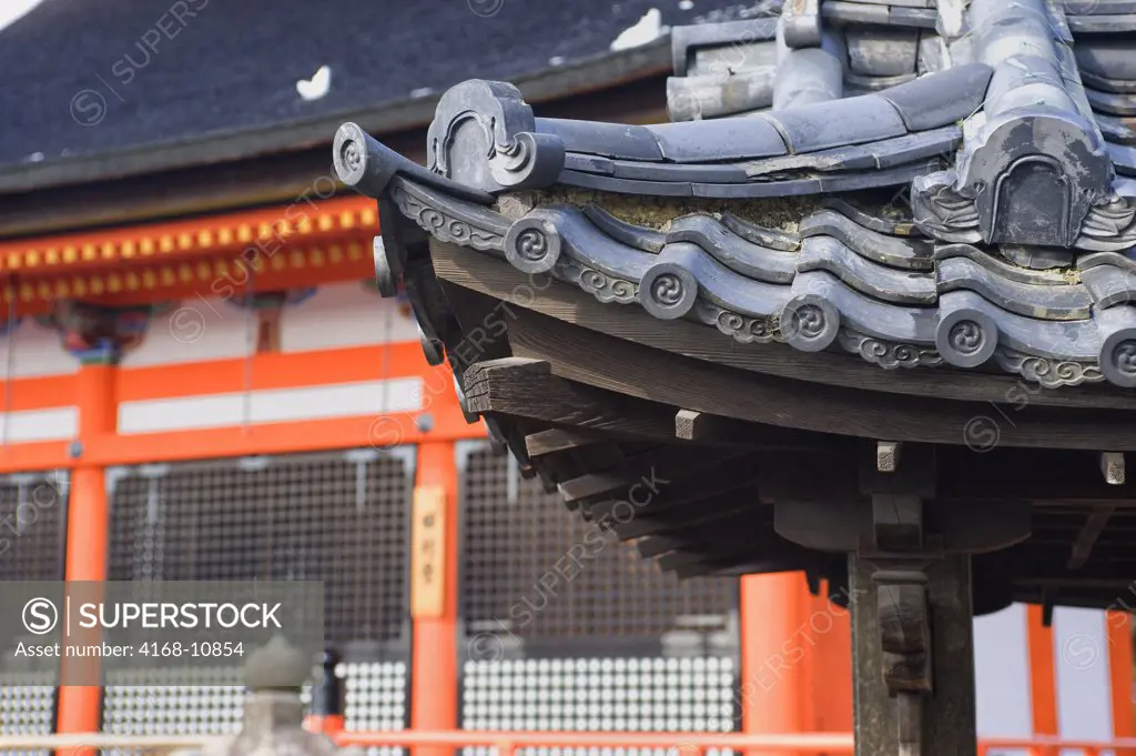 Japan, Kyoto, Kiyomizu Temple In Winter, Detail Of Architecture