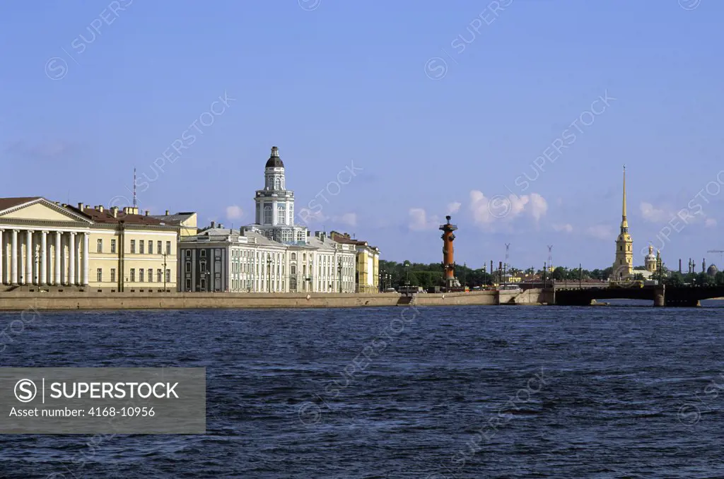 Russia, St. Petersburg, Neva River With Vasilyevsky Island, Former Kunstkammer