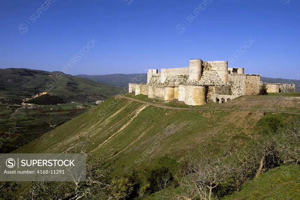 Syria, Near Homs, Central Syria, View Of Crac Des Chevaliers, Castle Of The Knights, Crusaders