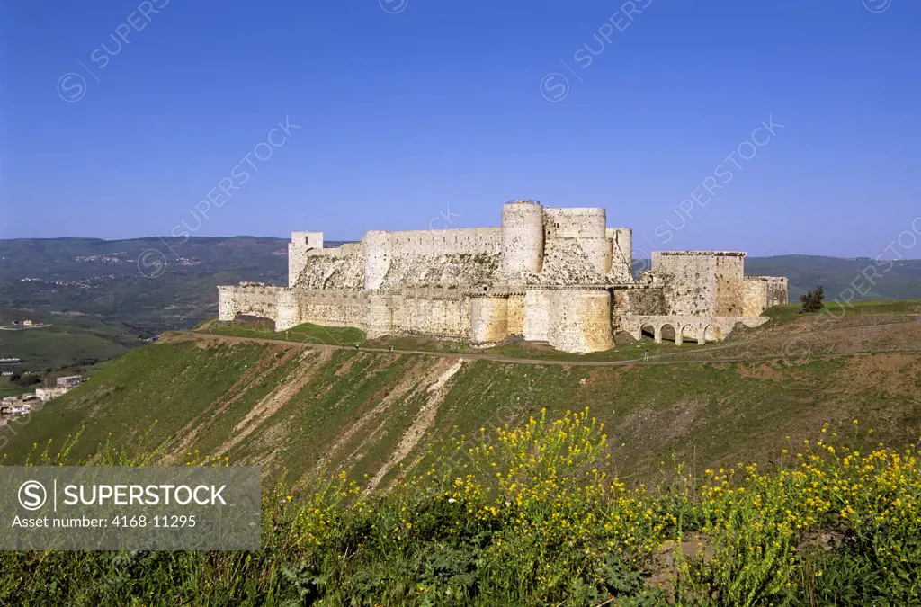 Syria, Near Homs, Central Syria, View Of Crac Des Chevaliers, Castle Of The Knights, Crusaders