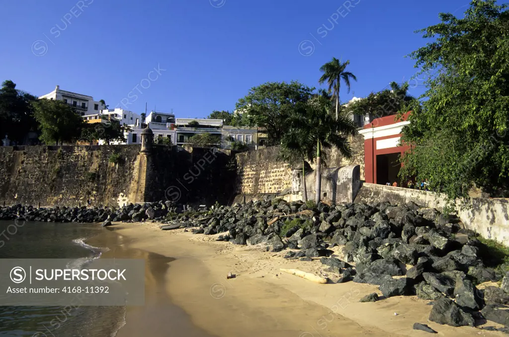 Puerto Rico, San Juan, View Of City Wall With San Juan Gate