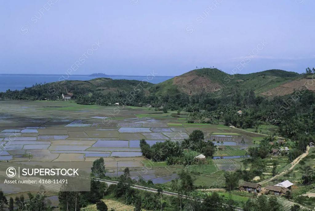 Vietnam, Near Da Nang, View Of Rice Fields