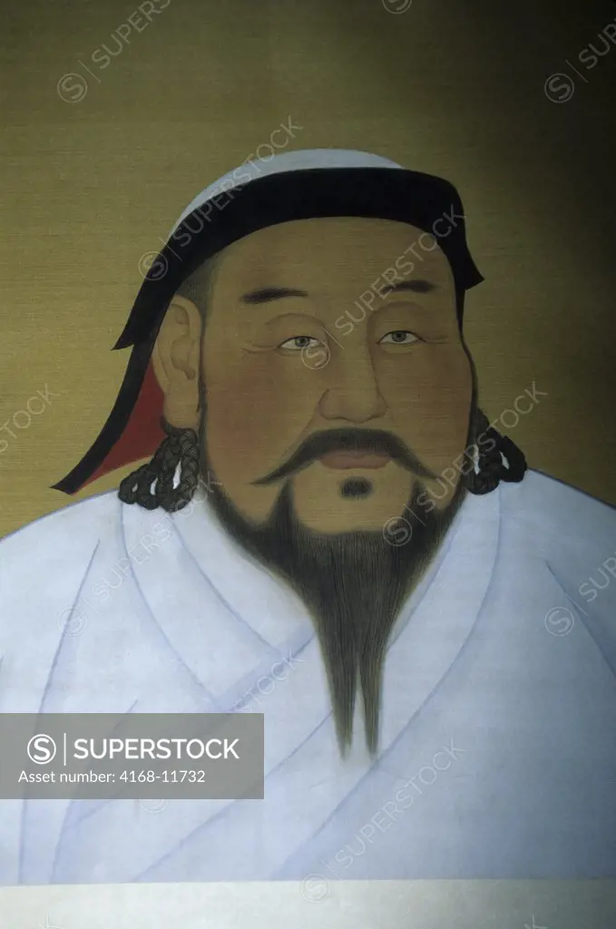 Mongolia, Ulaanbaatar, Museum Of Mongolian History, Painting Of Khublai  Khaan (Kublai Khan)