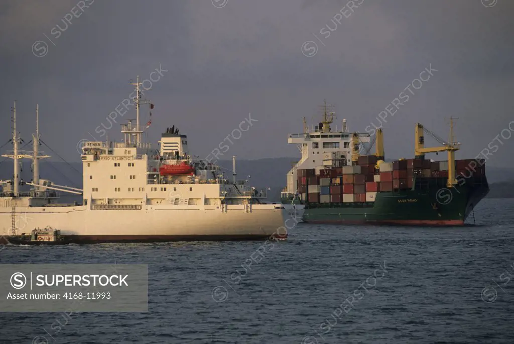 Panama, Near Colon, Ships Waiting To Go Through Panama Canal
