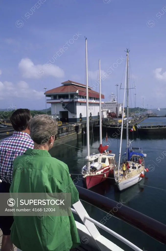 Panama, Near Colon, Panama Canal, Gatun Locks, Yorktown Clipper, Passengers On Deck