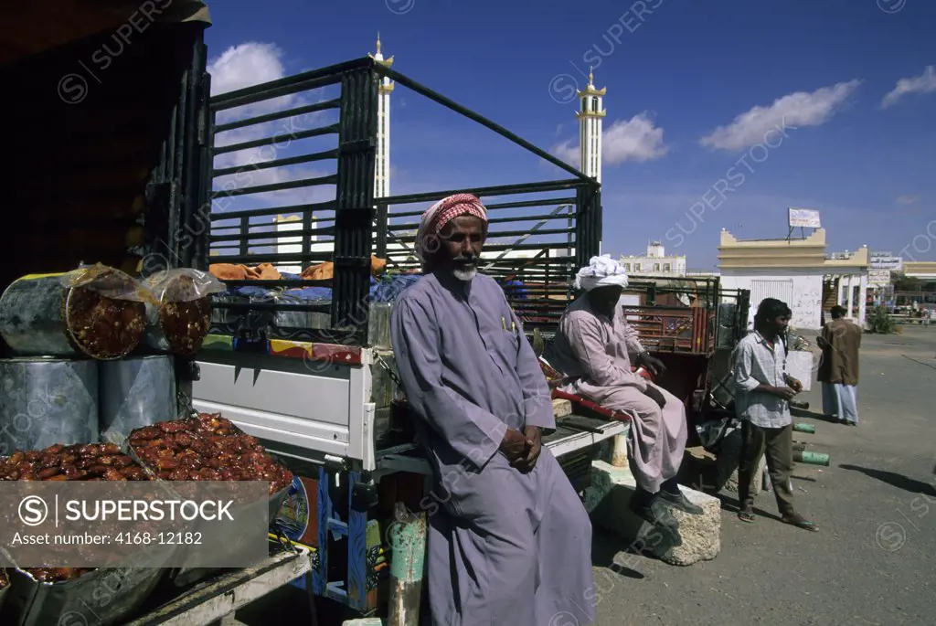 Saudi Arabia, Near Abha, Al Wadijan, Friday Market, Farmer Selling Dates