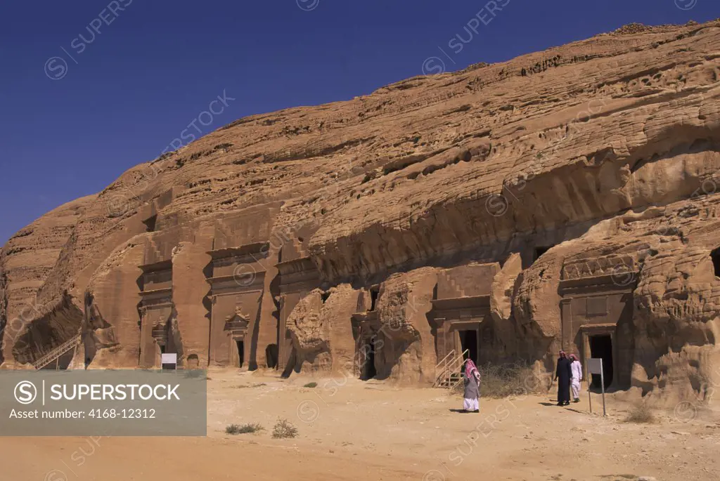 Saudi Arabia, Madain Saleh, Nabataeans Tombs (100 B.C. To 76 A.D.), Saudi Men